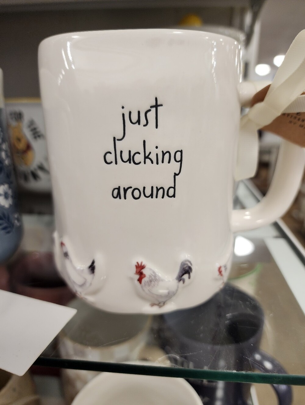 Rae Dunn White Rooster 'Just Clucking Around' Ceramic Mug